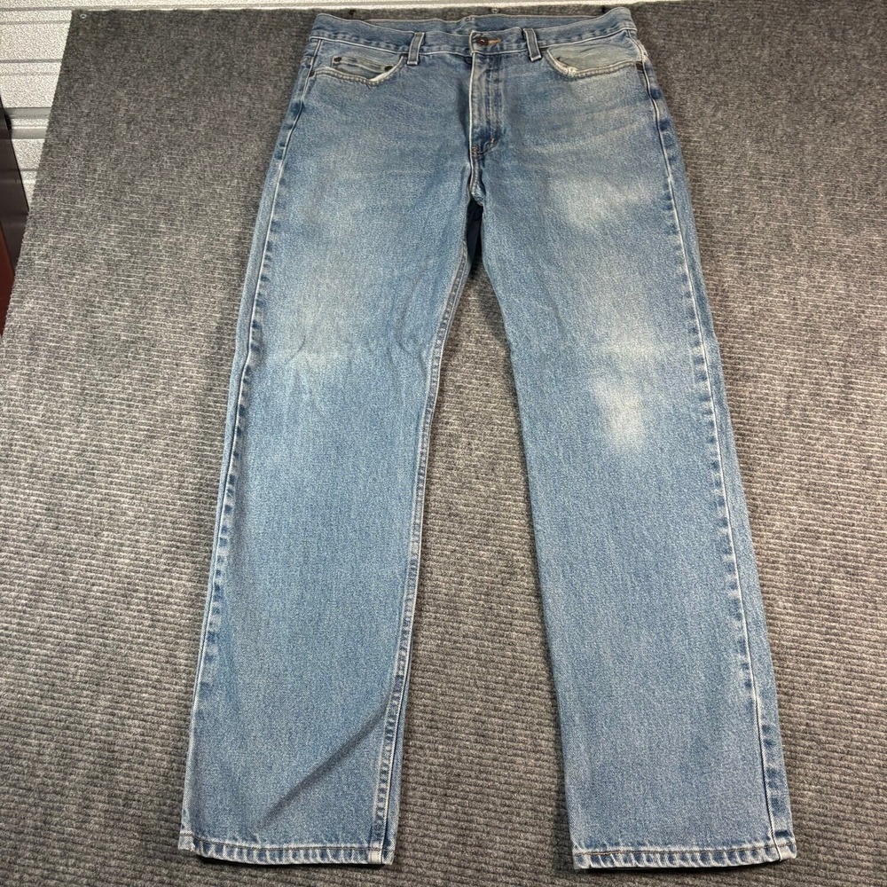 Faded Glory Jeans Mens 34x32 Blue Good Straight Leg 100% Cotton Light Wash